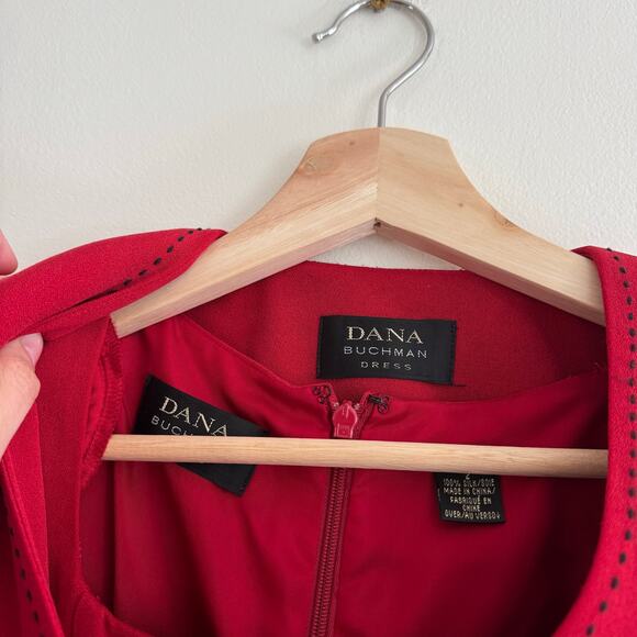 VINTAGE DANA BUCHMAN Red Dress Jacket Set Size 2 - Picture 5 of 8